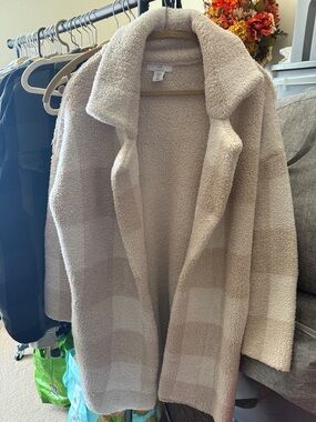 Cozy Cream Plush Open-Front Sweater Jacket